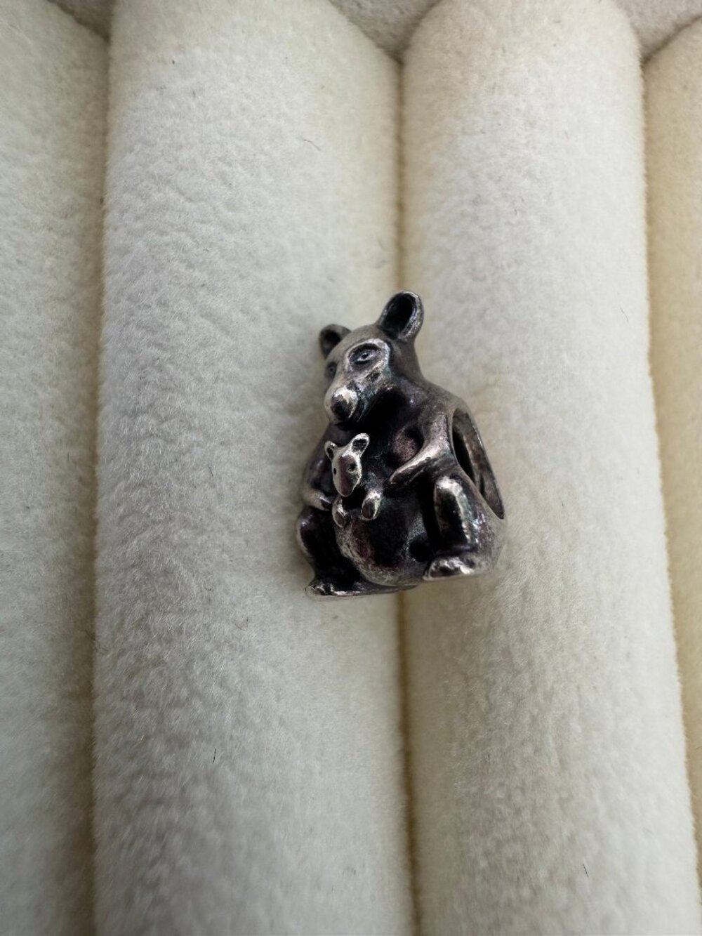 Pandora Sterling Silver 925 Kangaroo & Joey Charm Bead Retired Animal Jewelry
